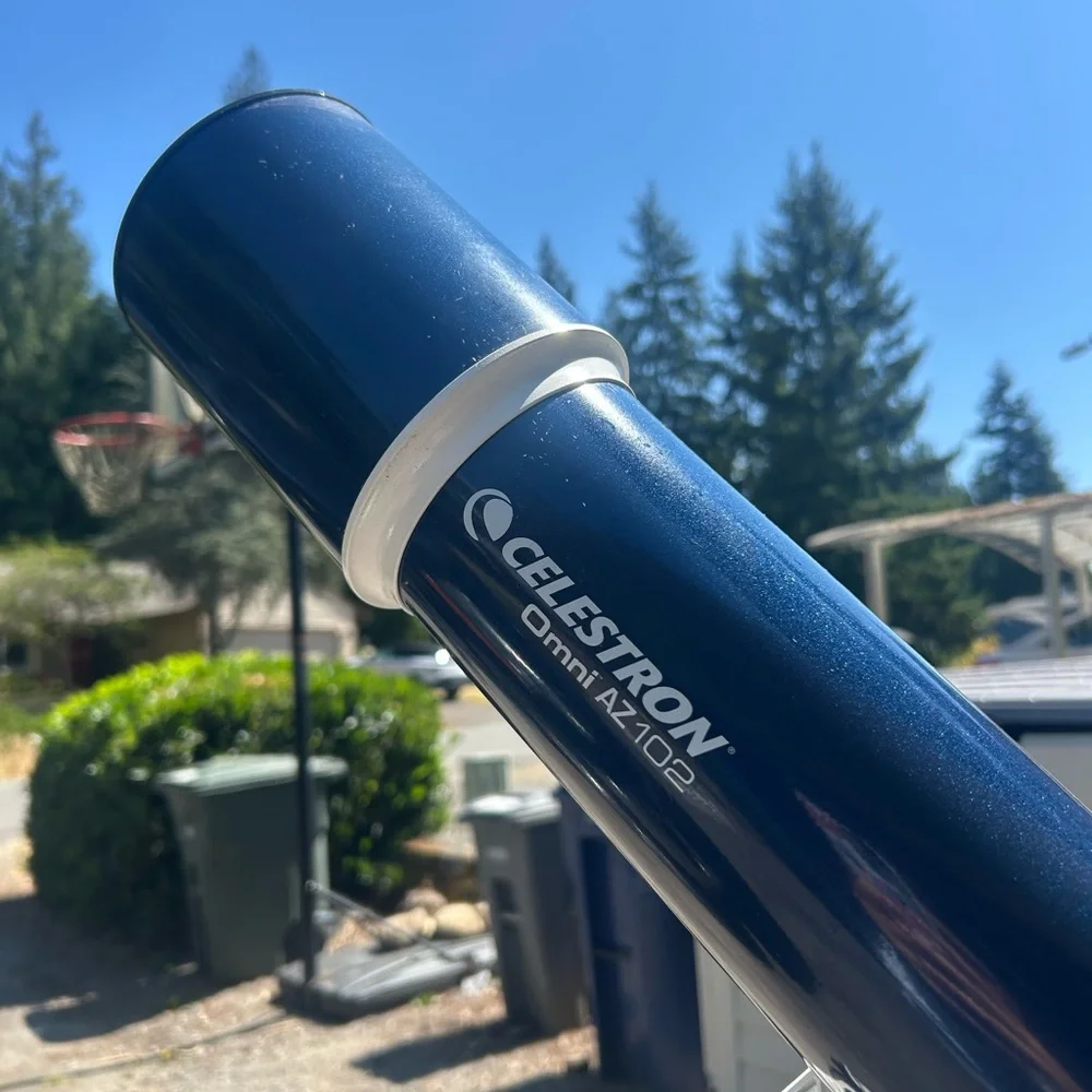 Blue, Black and Silver Telescope with Tripod